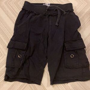 Mish Boys Black Sweat Ripped Hem Cargo Shorts